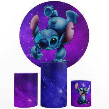 Imagem de Kit Decoração Festa, Painel Stitch + Trio Capas De Cilindros (Color 03)