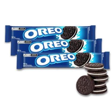 Imagem de Biscoito Oreo Recheado Baunilha Tradicional Kit 3un de 90g