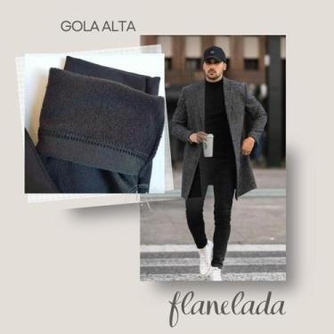 Imagem de Blusa de Frio Peluciada Masculina Gola Alta Inverno Fit Reta Flanelada