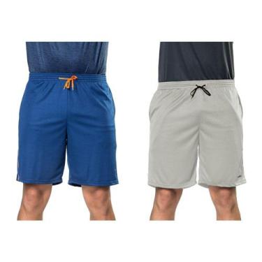 Imagem de Kit 2 Bermudas Elite Comfort Masculina, Azul, Cinza, M