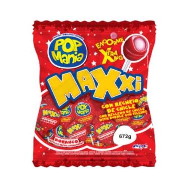 Imagem de Pirulito Pop Mania Maxxi Morango 672g - Riclan