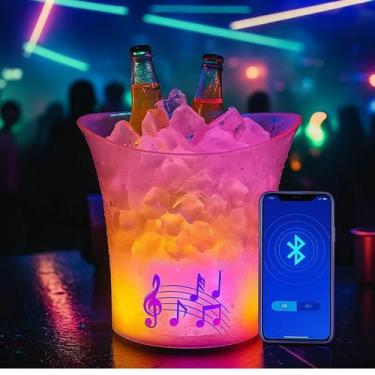 Imagem de Balde Gelo Para Bebidas Champanheira C/ LED RGB Caixa de Som - TOP RIO