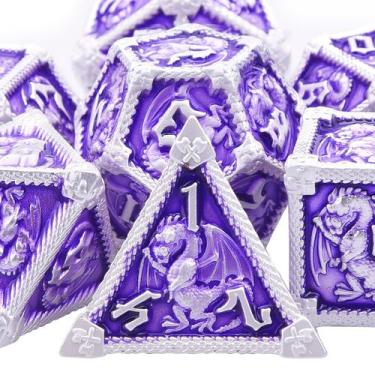 Imagem de Conjunto de dados DND AUSTOR Dungeons and Dragons Metal 7-Die com caix