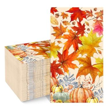 Imagem de Guardanapos de Ação de Graças, 100 peças de guardanapos de papel de Ação de Graças Guardanapo descartável de outono guardanapo de ação de amigos Toalhas de hóspedes para banheiro decorações de festa
