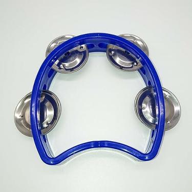 Imagem de ZJchao Instrumento de Percussão Portátil de Plástico de Pandeiro Com 4 Sinos para Crianças do Concerto de Festa de Ritmo Musical (Azul)