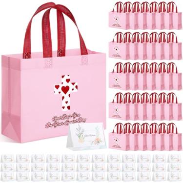 Imagem de SilTriangle 36 peças de sacos de presente de igreja religiosa cristã a granel, reutilizáveis, não tecidos, 25,4 x 20,3 cm, com alça para mulheres, aniversário, casamento, para doces bíblicos