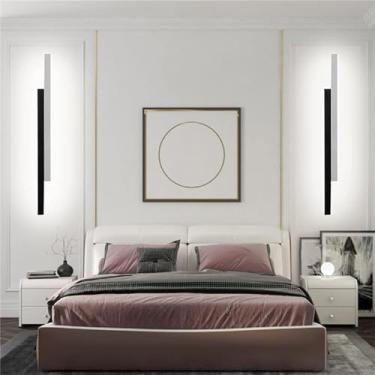 Imagem de Luminária de parede interna moderna com controle remoto, linhas paralelas, design criativo, luminária de parede longa de metal minimalista, luminária de parede para sala de estar, estudo, qu