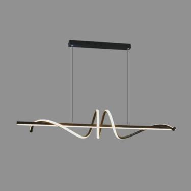 Imagem de - Luminária pendente longa minimalista LED regulável de metal, luminária pendente moderna, decoração para sala de estar, sala de jantar, lustre suspenso, decoração moderna
