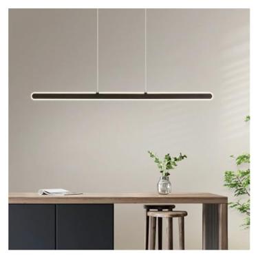 Imagem de Luminária de sala de jantar LED minimalista branca, mesa de jantar, bar, lâmpadas de escritório - Ilha, 1 palavra, lustre longo de estudo, lustres de LED, regulável com controle remoto - pre