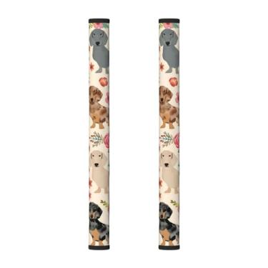 Imagem de Dachshund Salsicha Cães Flores Rosa Impressão Frigorífico Maçaneta Capas Protetoras Decoração Cozinha Eletrodomésticos Luvas Frigorífico Micro-ondas Máquina de Lavar Louça Porta - Captura