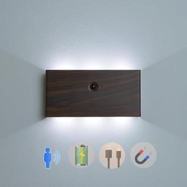 Imagem de Luminária de parede LED recarregável com sensor de movimento, arandela de parede interna com bateria recarregável, luminária de parede de acrílico de alumínio para cima e para baixo, luminár