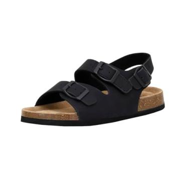 Imagem de CUSHIONAIRE Sandálias infantis Liana JR com alça ajustável no calcanhar – Sandálias de verão com palmilha de cortiça para crianças, meninos e meninas, Preto, 1