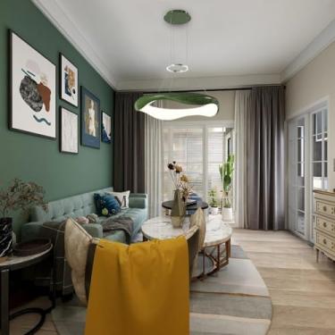 Imagem de Lustre de metal LED moderno com controle remoto criativo mesa de jantar redonda luz pendente nórdica simples lâmpada suspensa iluminação interna embutida quarto sala de estar sala de estar r