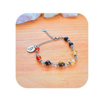 Imagem de Pulseira Leo Signo com Olho de Tigre, Citrino, Cornalina e Only - Ligh