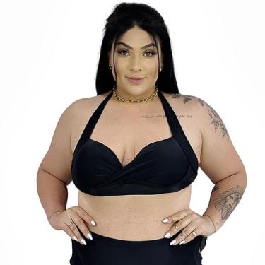 Imagem de Biquíni Top de Praia Plus Size Frente Única Preto - STW Moda, Preto, 4