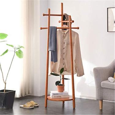 Imagem de Cabide para chapéus, prateleira, chão, quarto, madeira maciça, cabideiro, casa, simples, sala de estar, cabide moderno (cor: marrom, tamanho: 163,5 x 46,5 x 130 cm) (natural 163,5 x 46,5 x 130 cm)