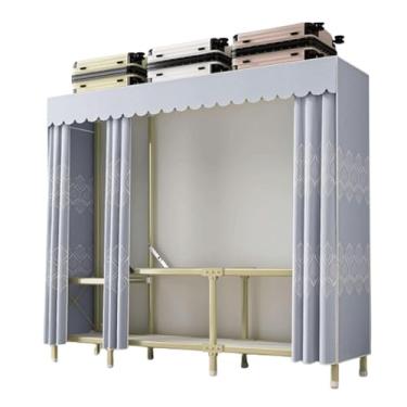 Imagem de YPDJVLTI Armário portátil guarda-roupa portátil com haste de pendurar roupas armário tecido oxford 163 cm/190 cm armário de armazenamento para quarto grande guarda-roupa espaçoso