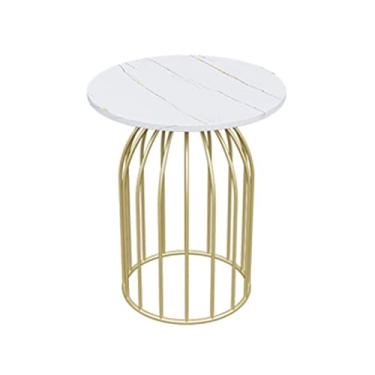 Imagem de URGDWEKJY Mesa de centro pequena mesa de centro de mármore redonda pequena mesa de centro para sala de estar sofá mesa de centro mesa de quarto