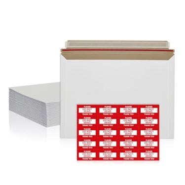 Imagem de Pacote com 30 envelopes rígidos de 25,4 x 34,3 cm – Envelopes de papelão brancos autoselados – Material de correspondência resistente para documentos, fotos, revistas e literatura