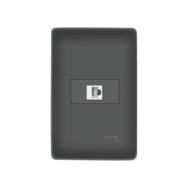 Imagem de Tomada para Rede de Informática Fame Habitat Black RJ45 Cat6 8 Vias com Placa 4x2