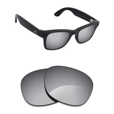 Imagem de Alphax Lentes de reposição espelhadas de titânio prata não polarizadas para óculos de sol Ray-Ban Clubmaster RB4416 53 mm