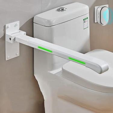Imagem de Barra de apoio de vaso sanitário dobrável, suporte de vaso sanitário montado na parede, corrimão de suporte de banheiro, corrimão de segurança de banheiro