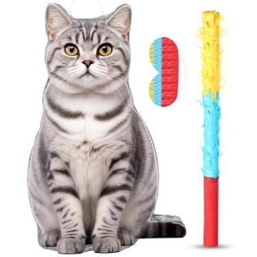 Imagem de Cat Piñata Set Sotiff Cat Party Game com morcego e olhos vendados