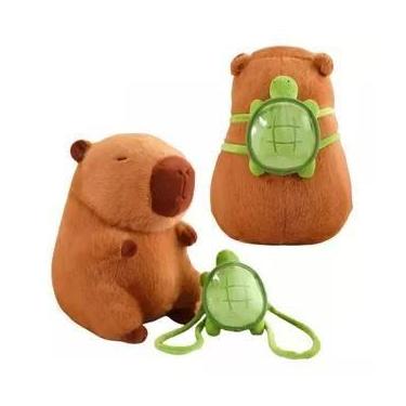Imagem de Pelúcia Capivara Infantil com Tartaruga Enfeite Cama - Genérica