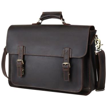 Imagem de Bolsa Maleta de Couro Unissex para Laptop, UBANT, Marrom