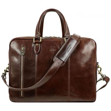Imagem de Bolsa Maleta de Couro Unissex para Laptop, TIME RESISTANCE, Marrom