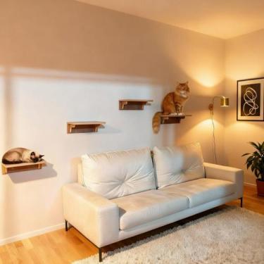 Imagem de Kit Prateleira Para Gatos Degraus G 4PÇ Com Carpete LAMINADO - BT WOOD