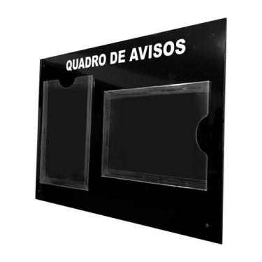 Imagem de Quadro Aviso Gestão Á Vista Informativo 2 Displays A4 ACM Preto Painel
