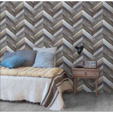 Imagem de Papel de Parede Exposure EP3402 Painel de Madeira Chevron - Rolo: 10m x 0,53m