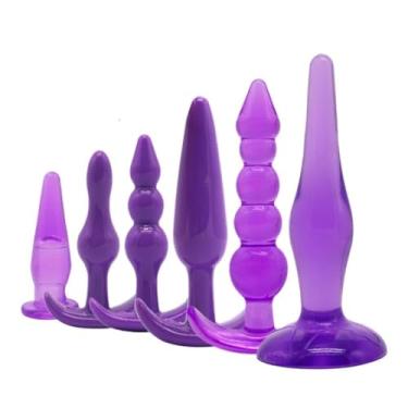 Imagem de Kit Com 6 Plug Anal Com Alça Em Silicone (Cores Aleatórias)