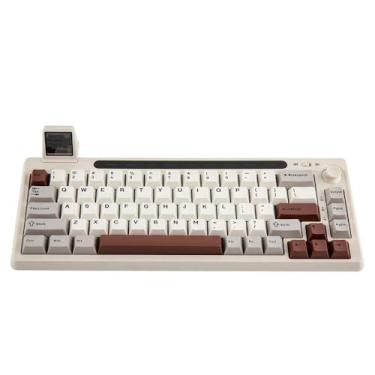 Imagem de Teclado Mecânico EPOMAKERR RT65 GAMER, RGB, com TELA, SEM FIO Bluetooth5.0/2.4G/USB-C Knob & 1.5 '' HD OLED Display TONS TERROSOS