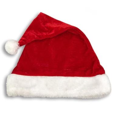 Imagem de Gorro Papai Noel Veludo Elegância Vermelho 40cm Touca Natal Premium(1)