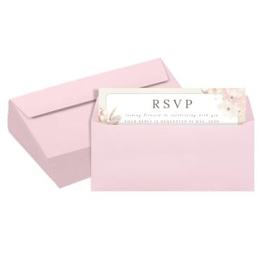 Imagem de Envelopes cor de rosa #9, pacote com 50, envelopes coloridos tamanho carta 9 x 21 cm, envelopes de negócios para cartões, convites, férias, cartões postais, presentes, papel de 14,5 kg, envelopes
