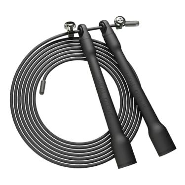 Imagem de Corda de salto ultra leve com alças ergonômicas pretas, cabo de PVC, comprimento ajustável, para treinamento cardiovascular, crossfit, boxe (preto)