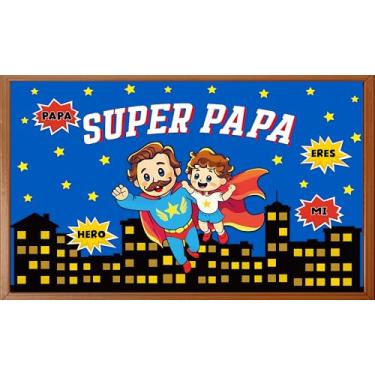 Imagem de Conjunto de quadro de avisos feliz dia dos pais, decorações de sala de aula com tema de super pai, recortes de paisagem urbana para o dia dos pais, escola, escritório, parede, porta, decoração, lousa