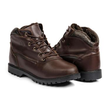 Imagem de Bota Oslo Frankfurt para Neve em Couro Forrada com Lã e Impermeável Masculina-Masculino
