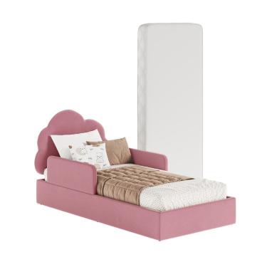 Imagem de Cama Montessoriana Solteiro Nuvem C/ Colchão e Apoio Lateral