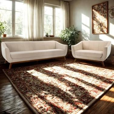 Imagem de Conjunto Milano Sofá 3 Lug.+ Namoradeira - Veludo Bege - Larbelle