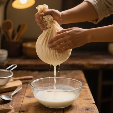 Imagem de Sacos de leite de nozes, 30 x 30 cm, 2 pacotes - coador de tecido de musselina 100% cru, coador de alimentos reutilizável, coador de alimentos para coar leite de amêndoa/aveia, suco de aipo, café frio