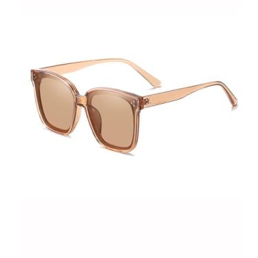 Imagem de Óculos de sol polarizados grandes mulheres homens moda quadrado retrô moderno óculos de sol Sunnies Driving SY6038, Armação marrom transparente A02 | Lente marrom, oversized