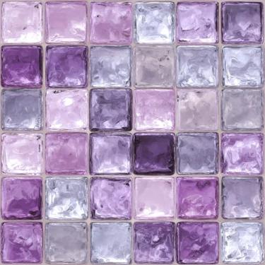 Imagem de HOMETITUTE 20 peças de adesivos de azulejo com aparência de vidro roxo descasque e cole azulejos decorativos à prova d'água adesivos removíveis para cozinha, banheiro, lareira, escada, elevador