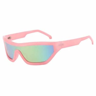 Imagem de JRLLFD Óculos de sol punk de luxo feminino, peça única, moda retrô, masculino, esportes ao ar livre, feminino, UV400 (rosa colorido)