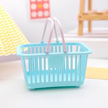 Imagem de Cesta de piquenique portátil cor macaroon, azul