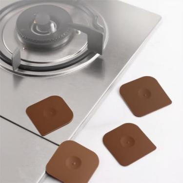 Imagem de Conjunto de 4 raspadores de policarbonato marrom café – limpadores de panela de ferro fundido com borda serrilhada para limpeza eficaz da cozinha