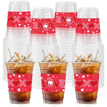 Imagem de Copos de festa de dia dos namorados com 50 unidades, copos de festa de plástico transparente descartáveis para dia dos namorados, cerveja, bebida, sorvete, lanches, suprimentos de decoração de festa