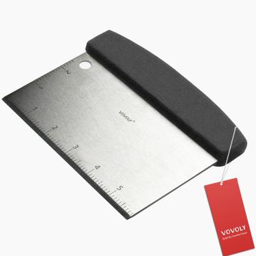 Imagem de Vovoly Raspador de bancada multiuso utensílio de cozinha para chapa plana, cortador de massa para cortador de pão e pizza - Raspador de chapa de metal de aço inoxidável - Pode ser lavado na
